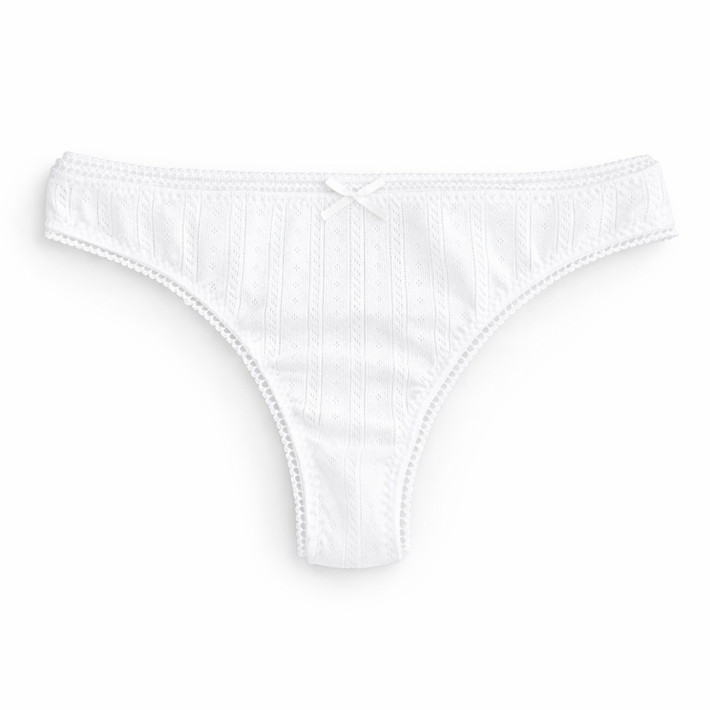 White Pointelle Cotton Brief