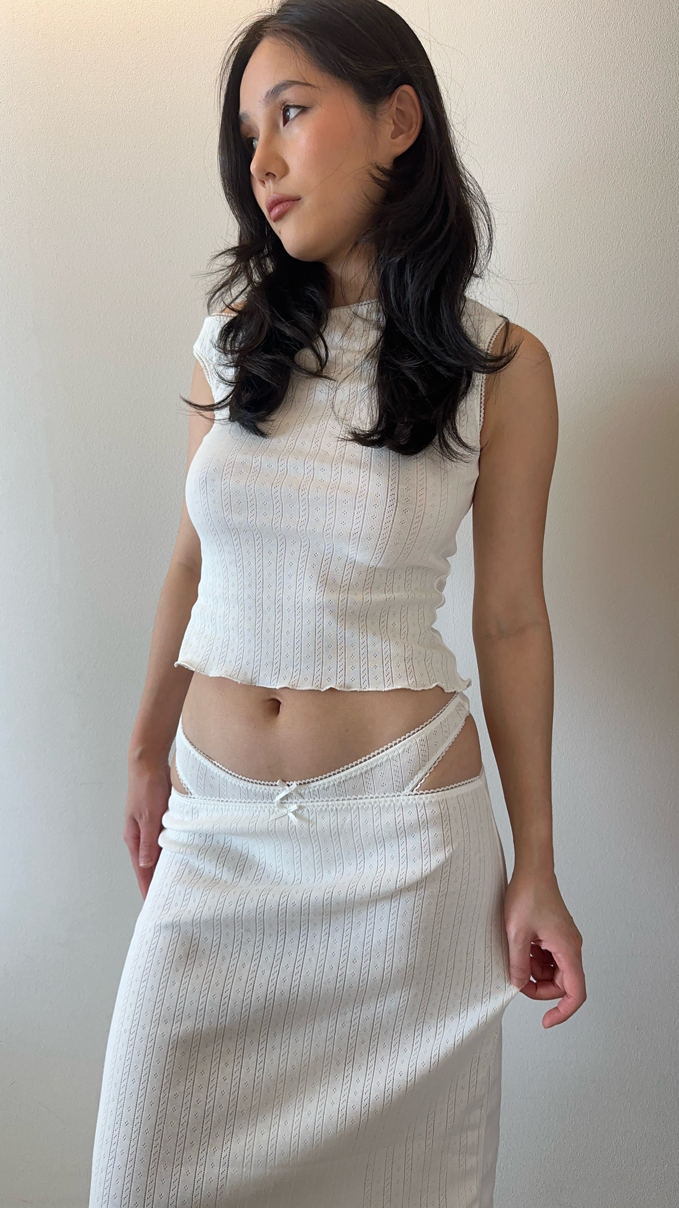 White Pointelle Cotton Brief