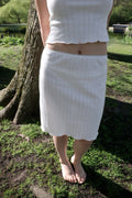 White Pointelle Cotton Skirt
