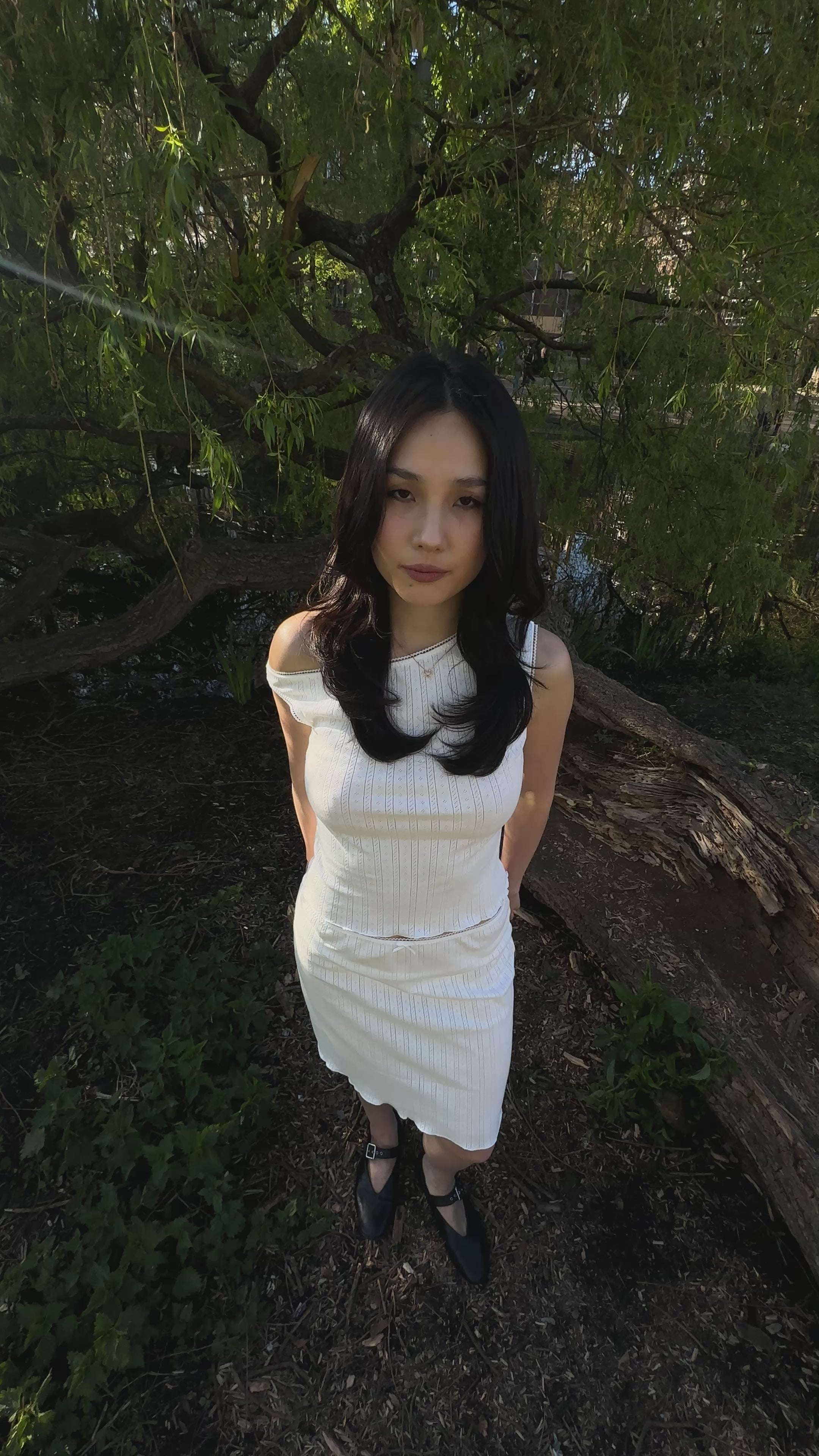 White Pointelle Cotton Skirt